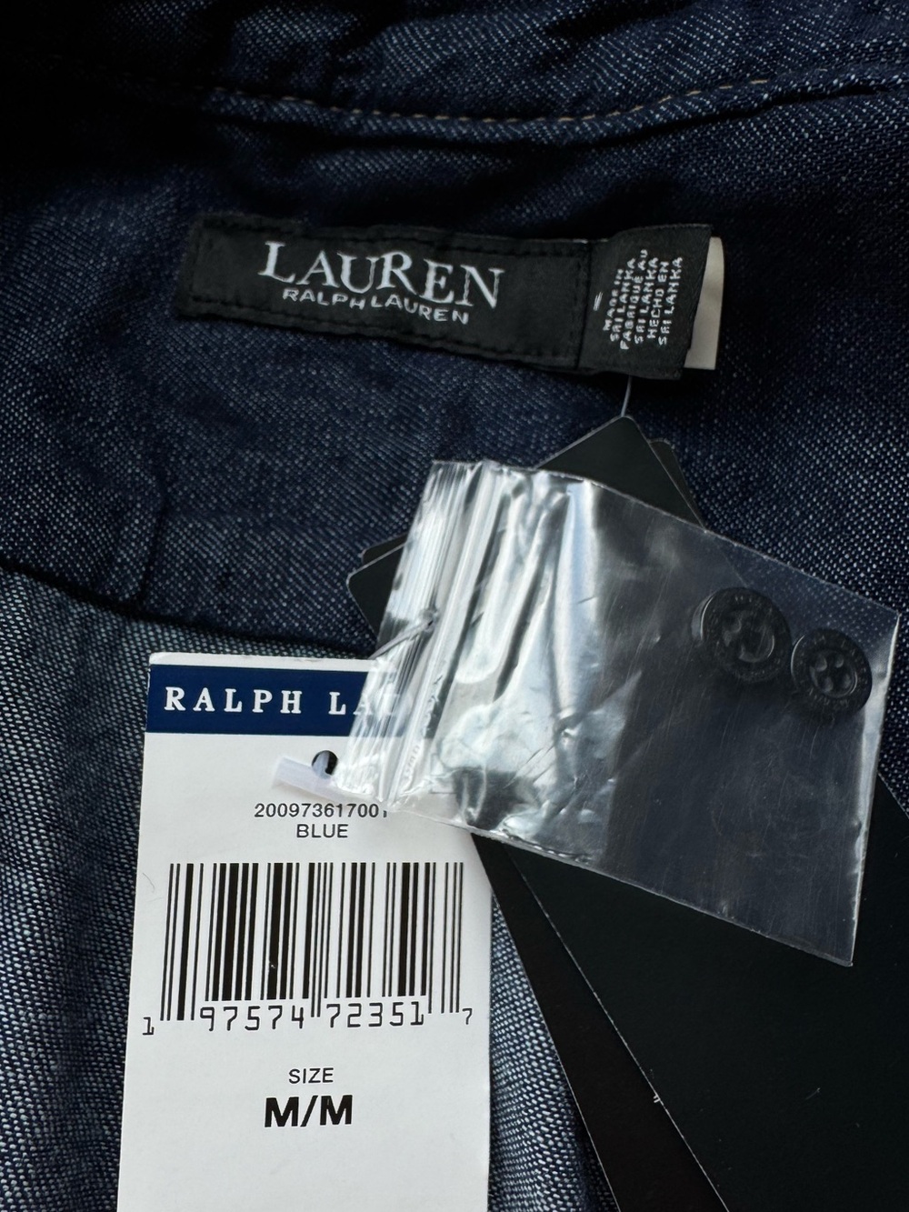 New! Ralph Lauren BLACK LABEL Dark Indigo Denim ShirtDress with Waist Tie size M - Picture 6 of 6